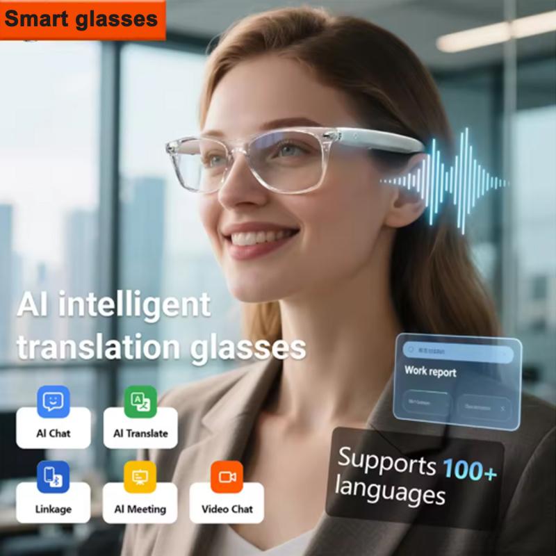 Smart Glasses AI translation 100+ Languages Make Receive Calls Music Calling Noise Reduction Light BT TWS Glasses Men Women - Image 2