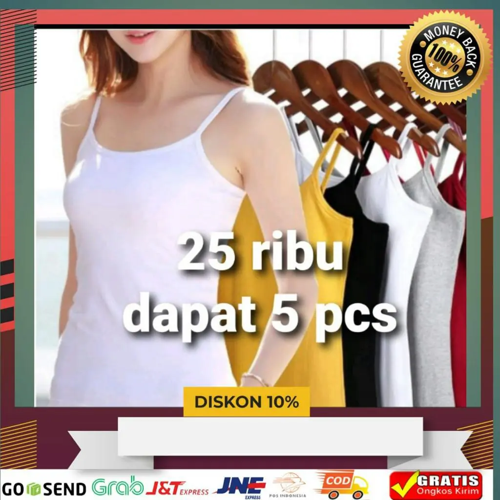 PROMO Tangtop premium Wanita ISI 5 PCS / Tanktop ESSEN / Tank Top Tali KECIL/ Singlet Wanita Exxen Atasan Crop Cewek Katun Kemben