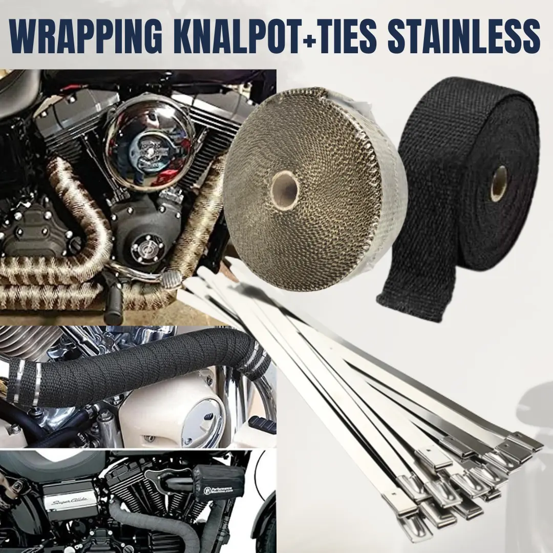 Paket Bungkus Knalpot  Wrapping Peredam Panas Knalpot Fiber Glass dan  Kabel Ties Stainles Anti Karat Gorilla Style - Bungkus Peredam Kenalpot Motor Mobil Gorila Style motorcycle sporty