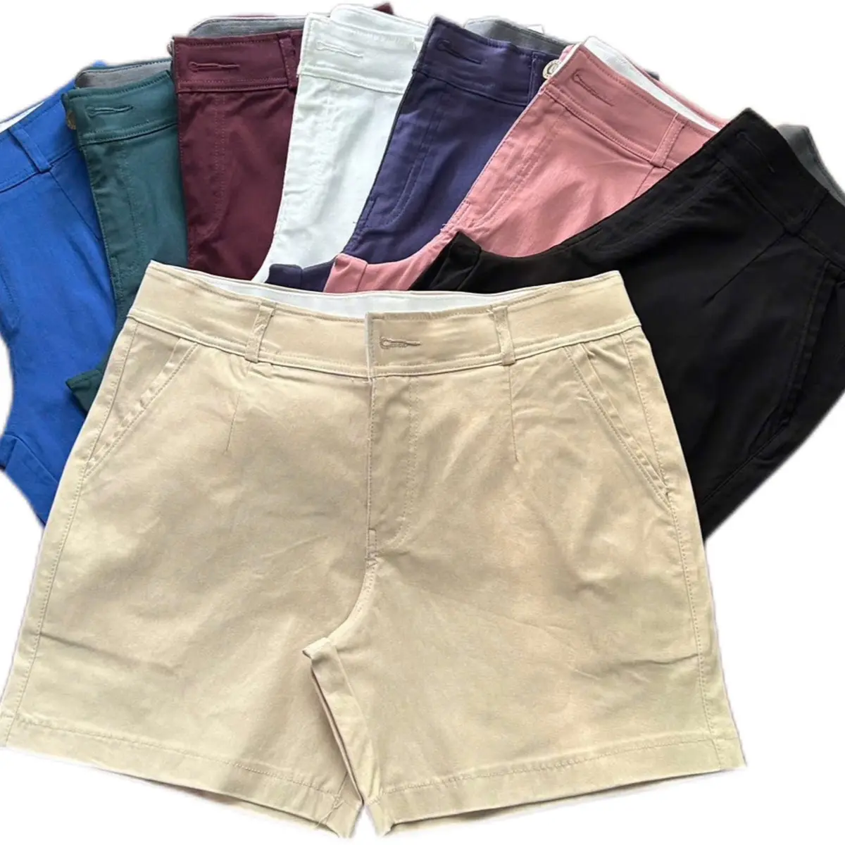 Quần sọt nữ kaki co giãn,  họa tiết trơn