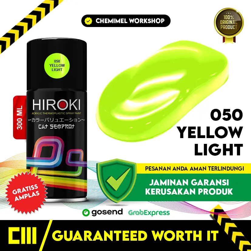 Hiroki Yellow Light 050 Cat Semprot Pilox Warna Hijau Stabilo Solid Non Flurorecent Hijaun Daun Muda
