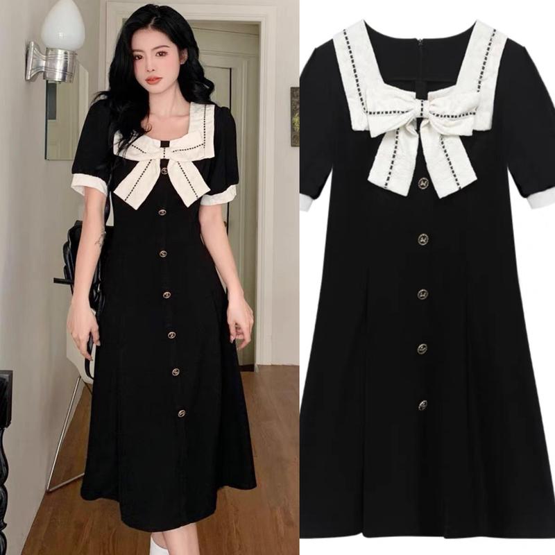 Thời Trang Bigsize Váy Dự Tiệc Cao Cấp Thanh lịch 50 - 100Kg Nữ Đầm Cotton Dress Đen Women Voan Kim Tuyến - A.1149