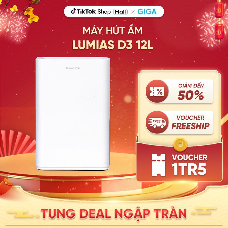 Máy hút ẩm New Widetech Lumias D3 12L - Diện tích sử dụng 25m2