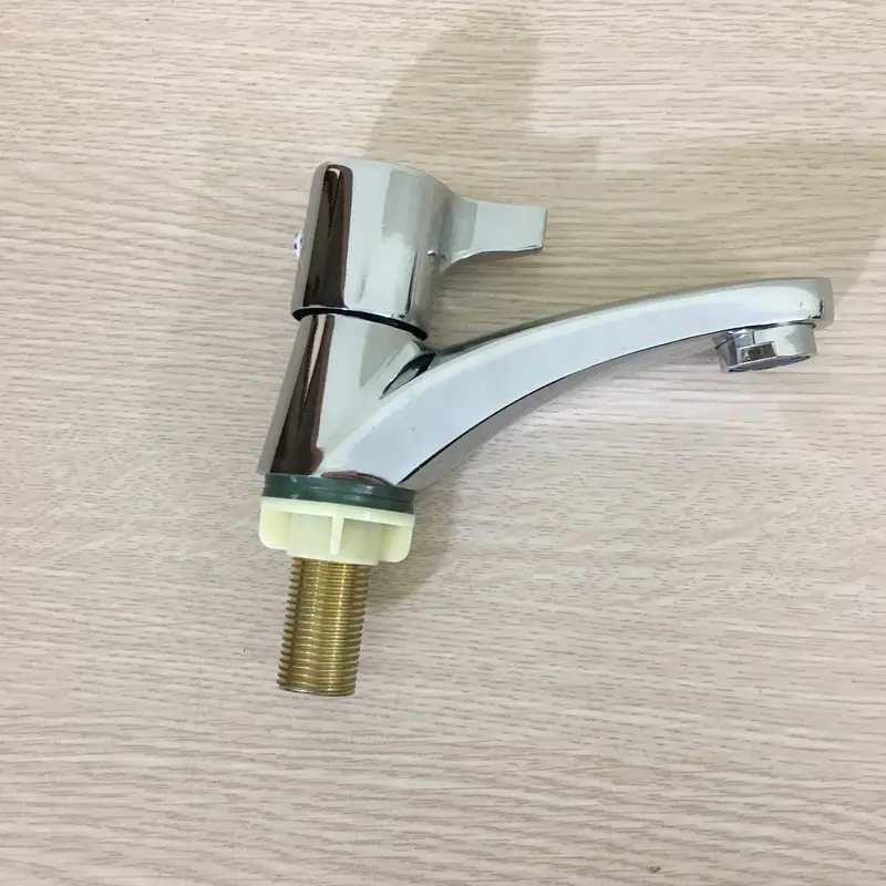 Vòi Lavabo 1 đường nước lạnh cho bồn rửa mặt chất liệu Đồng cao cấp mạ inox bóng 4