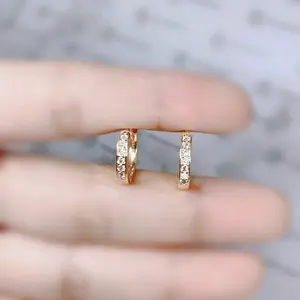 Anting Titanium Wanita Klip Emas Baris Satu Aksesoris Perhiasan Earings Anti Karat Anti Luntur Earrings