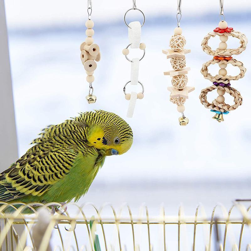 Product Introduction of Parrot chewing toys Small and medium-sized bird toys Log swing rings Bell string 13