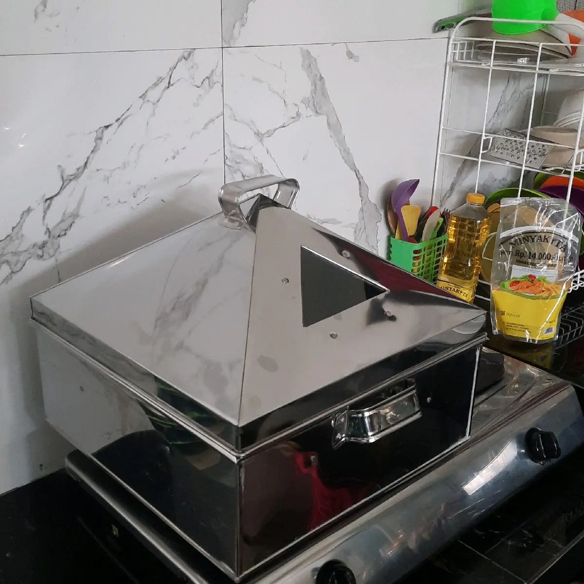 klakat kukusan  kotak 45x45 bhn setenlis ..tebal Kitchenware