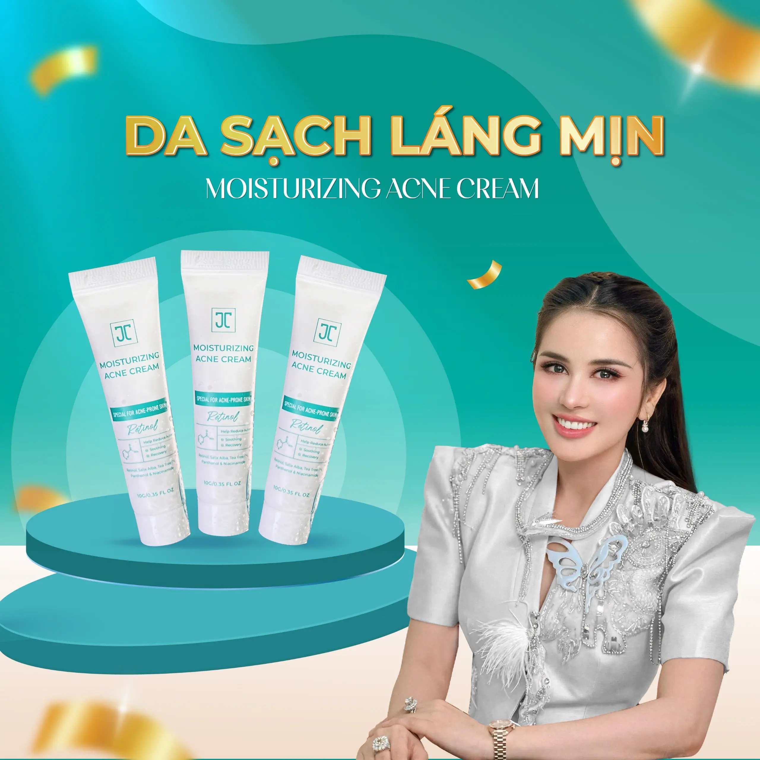JT02 - Tuýp kem hỗ trợ giảm mụn Nhã Lê - Moisturizing Acne Cream, Skincare Chăm Sóc Da Làm Đẹp Da