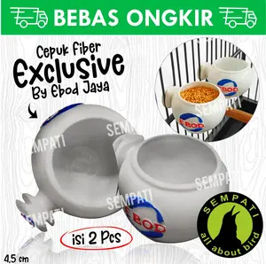 Cepuk cangkir fiber bulat ebod jaya isi 2 wadah pakan minum burung