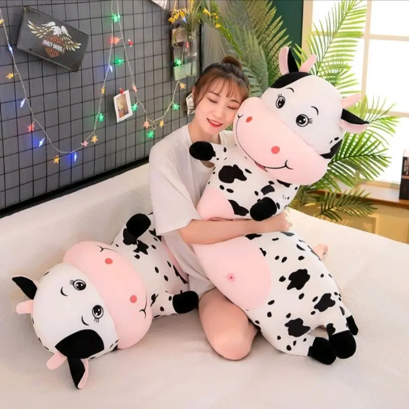 Boneka Guling Sapi Bahan Plush Import 80cm Dan 60cm Lembut Halus Mainan anak Lucu Cowok Cewek Dolls Toys 2