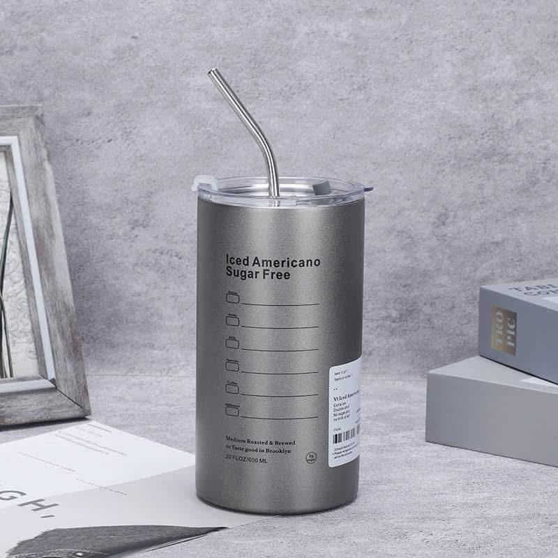 Product Introduction of Ly giữ nhiệt America tặng kèm ống hút inox; ￼Ly giữ nhiệt ICED AMERRCANO Inox 304- Cốc Giữ Nhiệt có kèm ống hút (600ml) binh  giu  nhiet 4