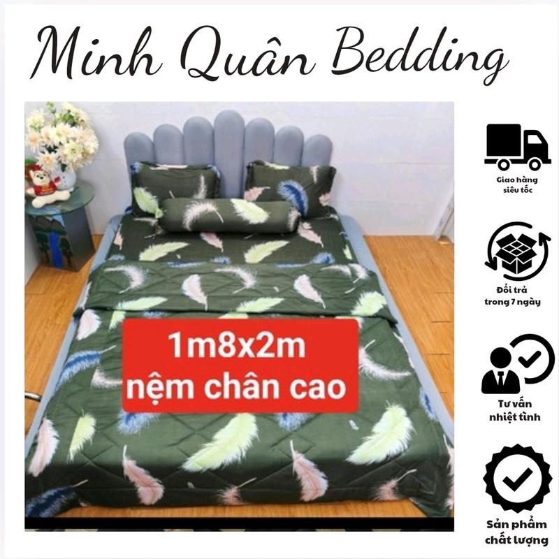 bộ thun lạnh Hàn Quốc 1m8x2m chân cao bộ 4 món( áo ôm dây rút)thun lạnh Hàn Quốc, 2 nằm +1 ôm + 1ga bo thun