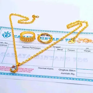 Kalung permata white safire srilanka free cincin Perhiasan Wanita Remaja Dan Dewasa. Elegan Gold Costume fashion Bracelets set