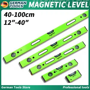 German Tools Level magnetik Waterpass Aluminium Waterpas Magnetic Akurat Perkakas 40/60/80/100CM