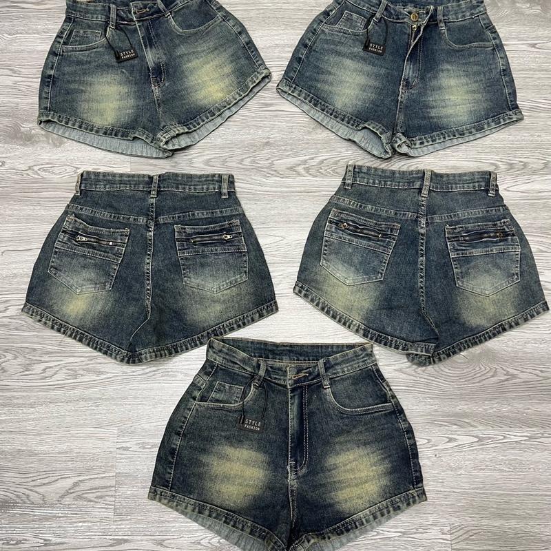 Quần Short Co Giản Lai Kiểu Túi Kéo Khoá Ôm Dáng Xinh