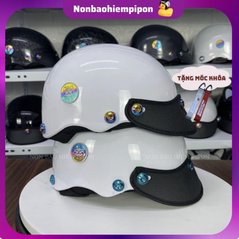 Nón bảo hiểm gắn ốc titan salaya kèm mèo thần tài TẶNG TEM BIKER , mũ bảo hiểm gắn ốc titan lục bảo ngũ sắc