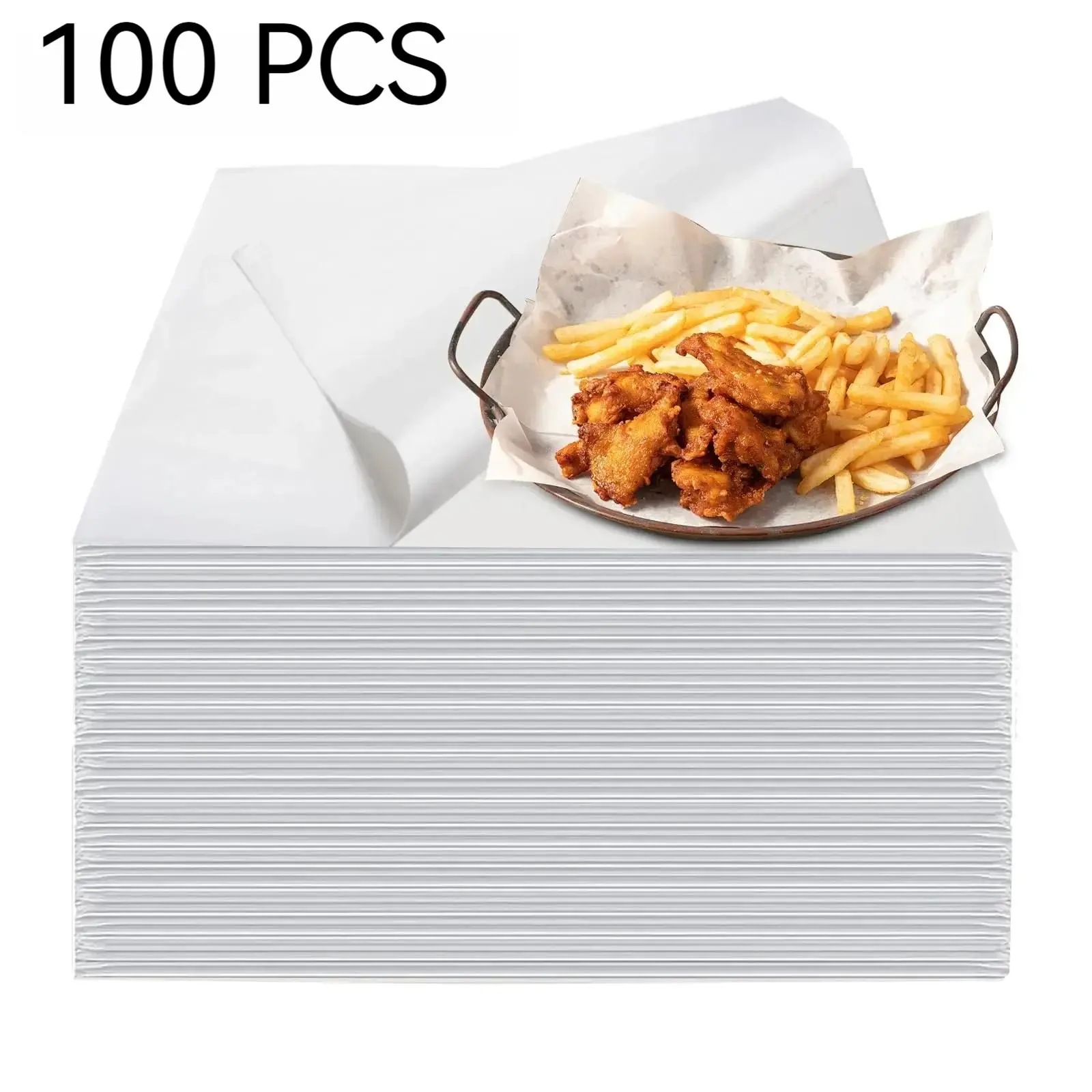 Deli Paper Sheets, 100pcs Disposable Baking Food Basket Liners, Grease Resistant Baking Sheets for Cookies, Sandwich Wrappering, Meat