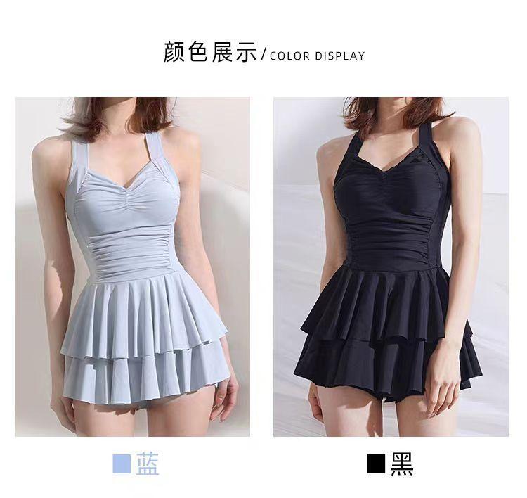 Product Introduction of New Fashion One Piece Swimsuit Women's Ballet Style Pettiskirt Pure Color Ribbon Chest Pad Boxer Super Fairy Ins Seaside Vacation 18