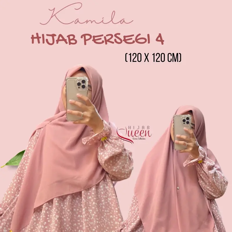 Kamila Hijab Persegi Empat ukuran 120x120 cm Ceruty Babydoll Wanita Muslim 6