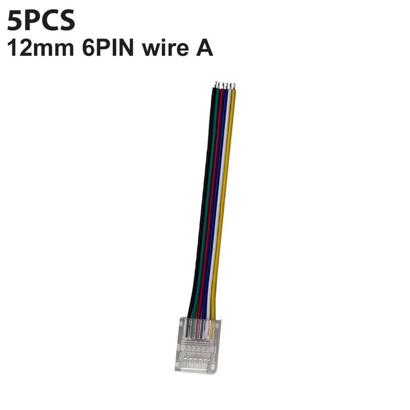 5PCS/lot 12mm 6PIN L/L1 Shape Free Soldering Wire Terminal Connector for 5IN1 RGB+CCT RGB+CW LED Strip Light 6 PIN Connector 2