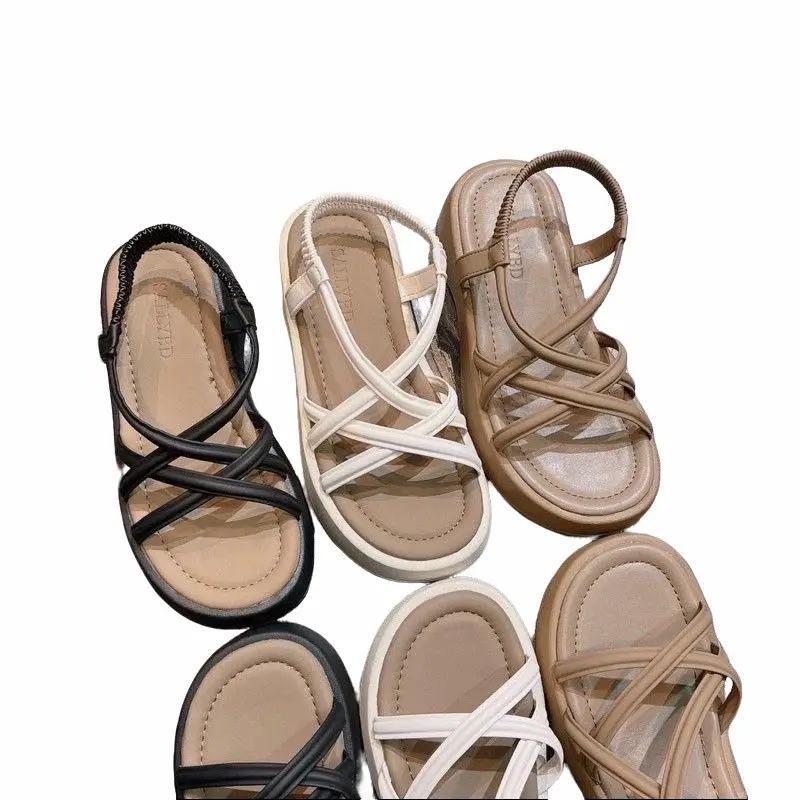 ( Chân gầy lùi 1 size ) Sandal dây trơn đan CHÉO cực xinh mang ôm chân đế cao su cao 4cm Shoes DéP GiàY