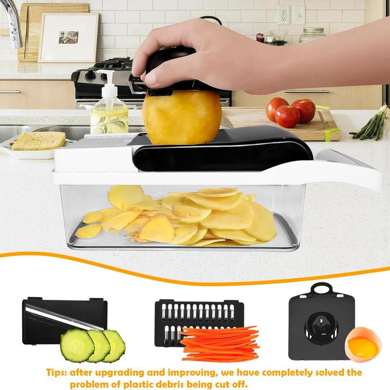 Product Introduction of Vegetable Chopper, 1 Set Multifunctional Vegetable Cutter with Container & Blades & Egg Separator, Kitchen Gadgets for Home Use, Utensils 7
