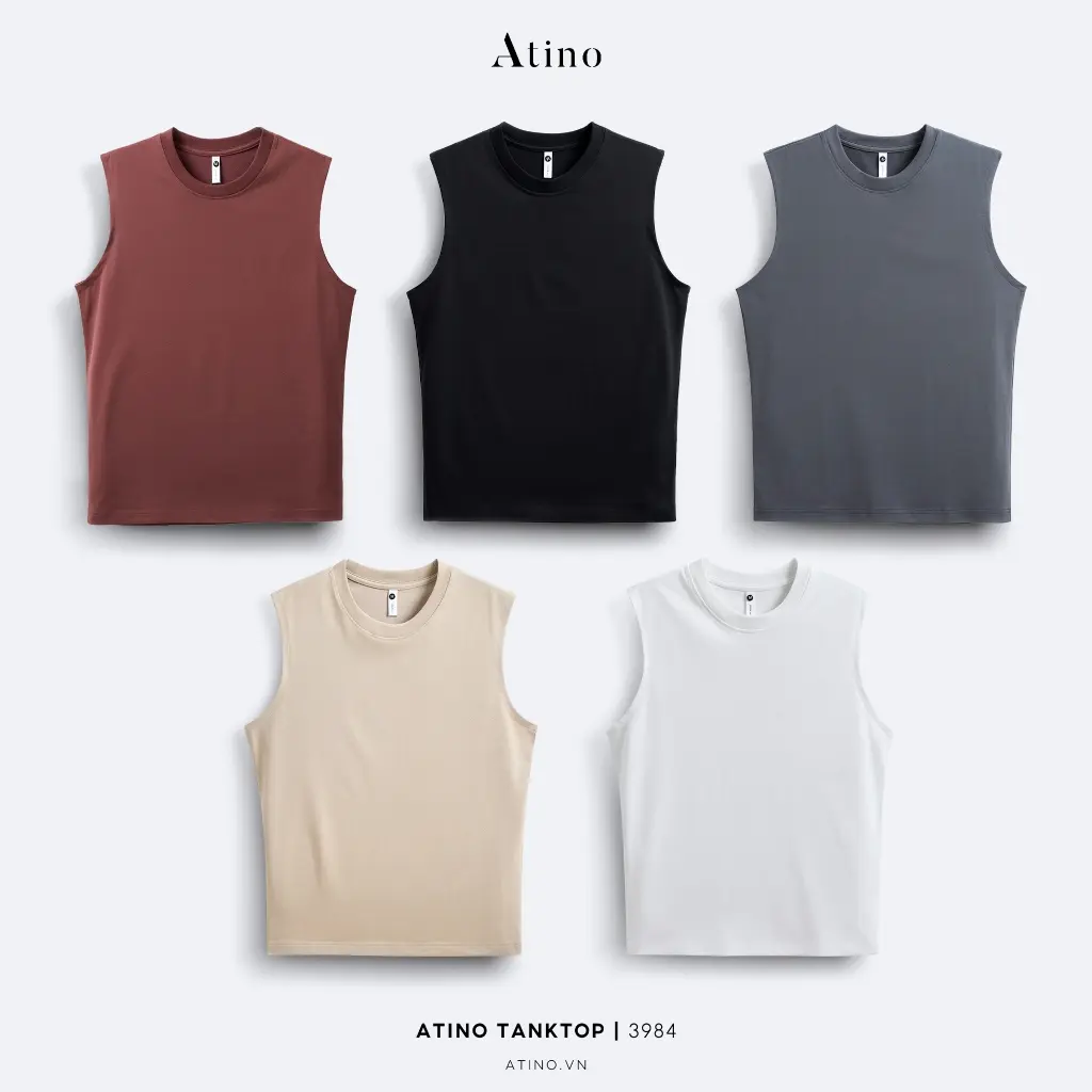 Áo Tank Top Ba Lỗ Nam ATINO Chất 100% Cotton Thoáng Mát form Slim-Fit TT.L.5.3984
