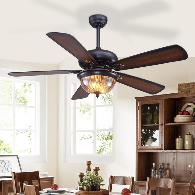 Quạt trần phòng khách có đèn trang trí phòng ngủ và chung cư cánh gỗ Mã QTR-S135 Bảo hành 48 tháng