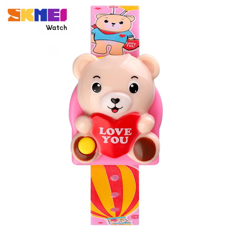Đồng Hồ Điện Tử Trẻ Em, Skmei 1748, Thiết Kế Hoạt Hình Búp Bê Gấu 3D, Có Nút Bấm Và Pin, Khóa 0