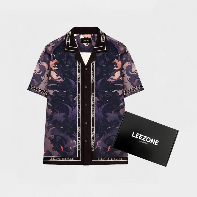 Sơ mi Loang Tím | Áo sơ mi lụa Cuban Lee Zone FULLBOX form rộng Menswear Nam Cuban Shirt