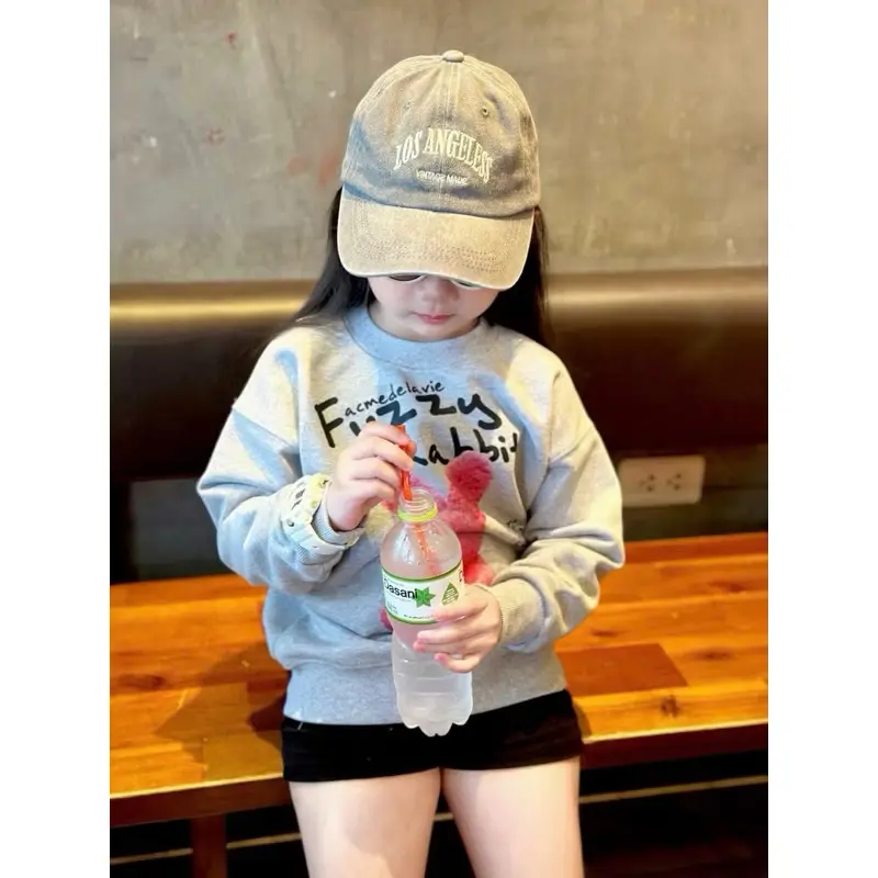 Áo nỉ cổ tròn thu đông cho bé gái fuzzi hồng, áo nỉ chất lót lông cáo thu đông trẻ em,TPKIDS,[M901] 3