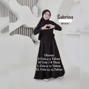 Sabrina Syar'i Kids Baju Gamis Anak Tanggung Usia 4 5 6 7 8 9 10 11 12 13 14 15 Tahun Bahan Crinkle Airflow Aplikasi Renda Dress Santri Polos Anak Cewek Terbaru 2024 Kekinian Busana Muslimah Remaja