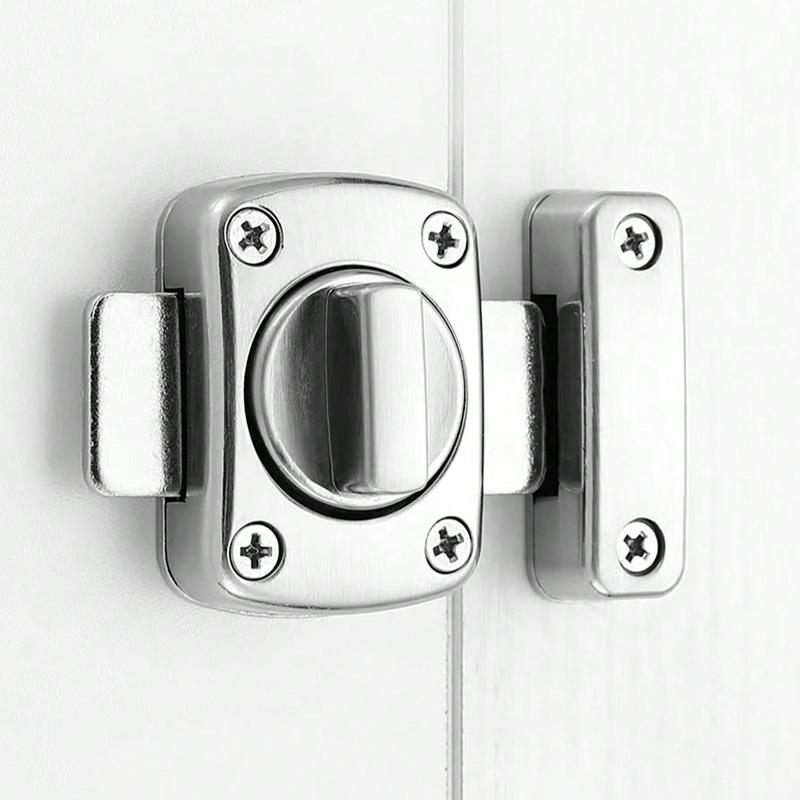 Rotating Push-type Door Lock, Multipurpose Stainless Steel Door Lock, Thickened Door Lock Buckles for Home, Office, Hotel, Apartment 4