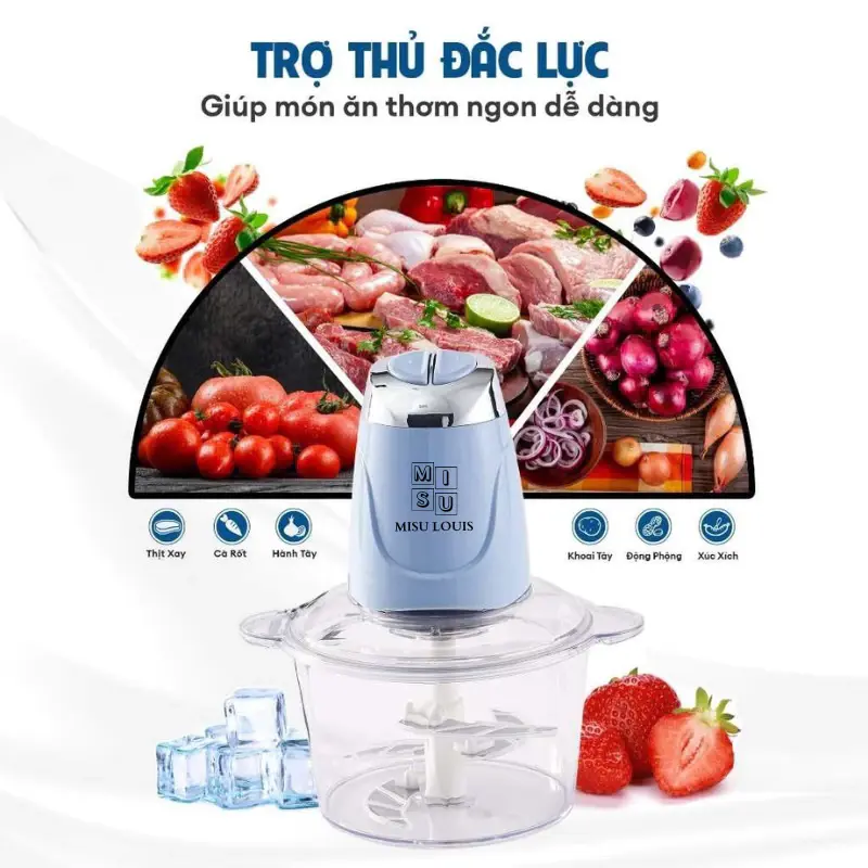 [Quà Tặng 1 Bộ dao Thay thế + 1 Cây Đánh Ruốc] + 1 Cây Đánh Trứng] Máy Xay Thuỷ Tinh Misu Louis Dung Tích Lớn 3.5L, Bảo Hành 1 Năm, Xay Đa Năng Thịt, Cua, Cá, Rau, Củ, Quả,... 0