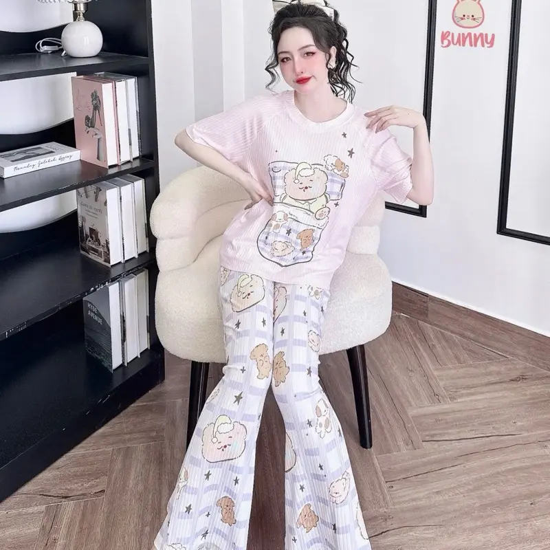 Set TNQD cổ tròn bunny new- chất liệu thun đũa - size <63kg