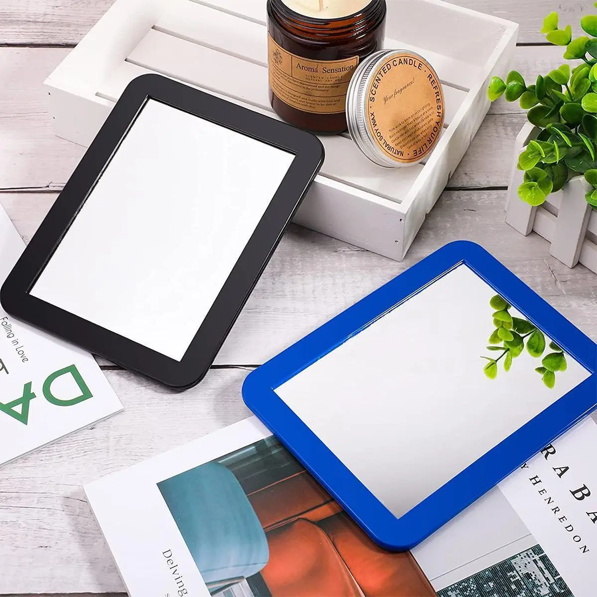 Plastic Makeup Mirror with Magnetic Force for Iron Cabinets #MakeupMirror #MagneticMirror #PlasticMirror #CosmeticMirror #MagneticAccessory #IronCabinetDecor