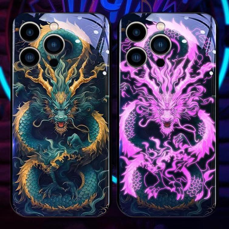 Ốp Điện Thoại Phát Sáng Đèn LED, Thiết Kế Kính Rồng, Tương Thích Với iPhone 15, 15Promax, 15plus, 15pro, 14Promax, 14plus, 14pro, 14, 13Promax, 13, 13pro, 12ProMax, 12pro, 11ProMax, 11pro, 16promax, 16plus, 16pro, 16