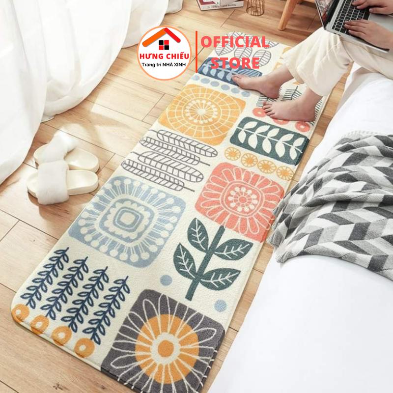Thảm lông cừu chân giường mềm mượt êm chân (50x120cm) trang trí phòng ngủ, phòng khách - Hưng Chiếu