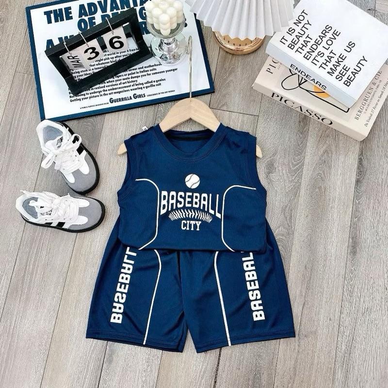 ￼Set bộ quần áo ba lỗ mùa hè dành cho bé trai 14-52kg baseball bóng rổ Chất liệu co dãn thoáng mát 5