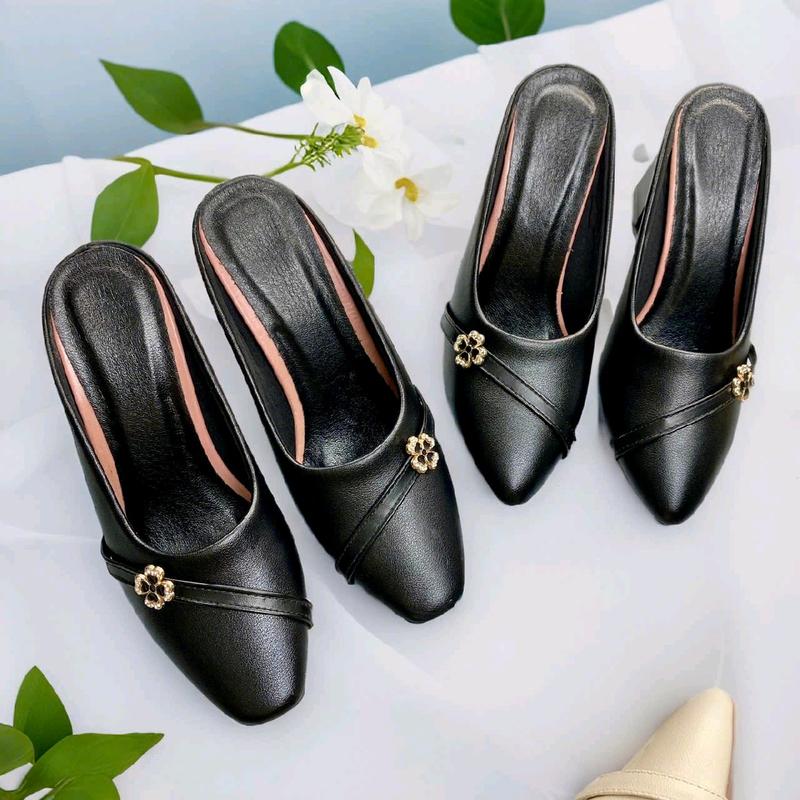 Giày Hở Gót Mũi Vuông , Mũi Nhọn Cao 3p 5p 7p 9p Gót Vuông Có Trang Trí Mác X Nhỏ TRên Giày Nhung Cao Su