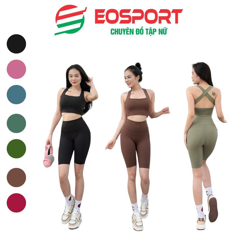 Bộ Đồ Tập Gym, Yoga, Aerobic Nữ Dáng Quần Ngố Áo Bra 2 Dây Chéo Lưng Chất Thun Lạnh Hàng Xuất Dư Kèm Mút Ng28 Sport Chạy Bộ