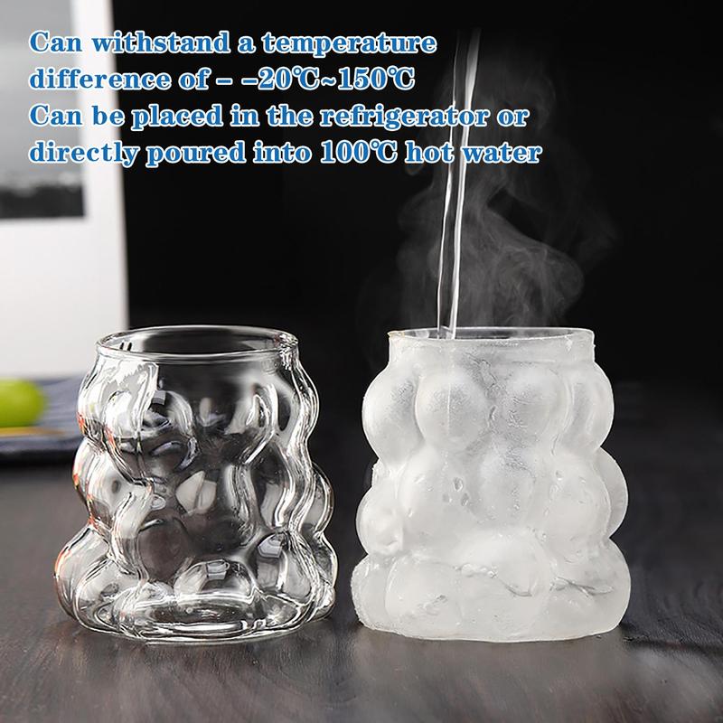 Product Introduction of Creative Grape Shaped Drinking Glasses, 2 Counts Glass Cup with Bamboo Lid & Glass Straw, Reusable Drinking Cup for Home Office, Drinkware, Kitchenware 5