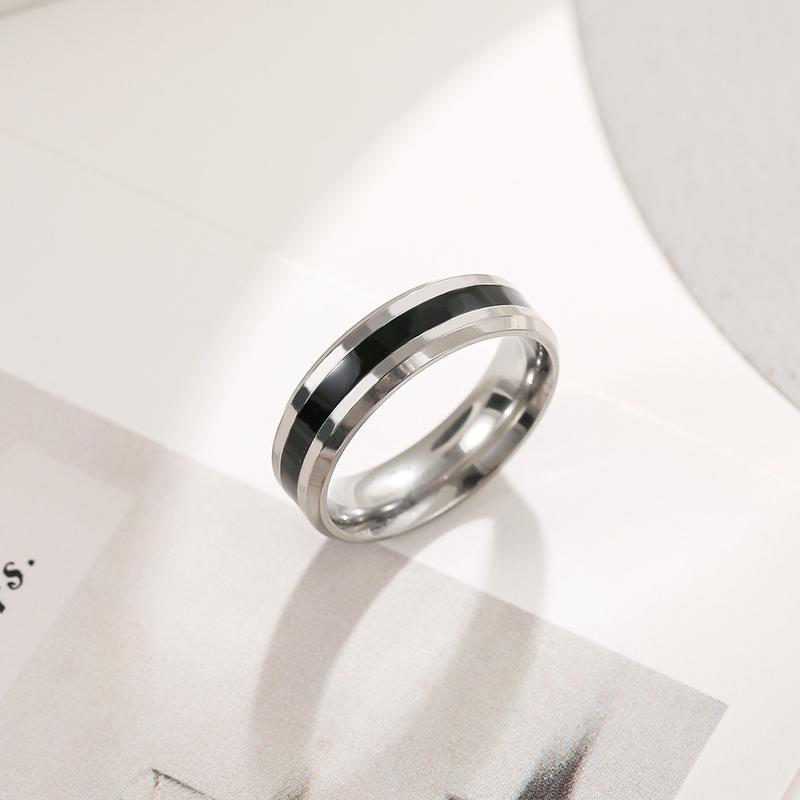 Product Introduction of European and American New Stainless Steel Ring Titanium Steel Epoxy Ring Couple Fashion Retro Couple Ring Pair Ins Style Cold 2