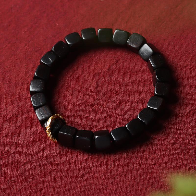 Milon Vòng tay bằng gỗ đàn hương xanh Vòng tay bằng gỗ mun đen Tự làm Bóng bầu dục Bucket Dây chuyền tay nam nữ Vòng tay bằng gỗ đơn giản Thông số kỹ thuật 0,7 có thể cầu nguyện Quà tặng Phụ Kiện