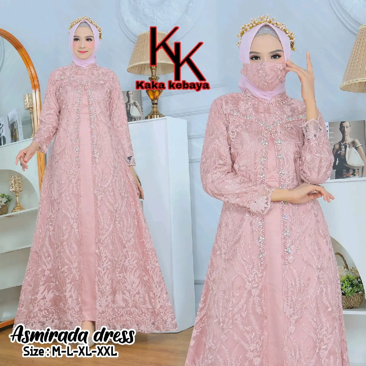 ASMIRALDA DRESS PAYET MEWAH/ GAMIS REGIN 2 BRUKAT TILLE/ GAMIS DEWASA Bunga Cantik  Muslim Mutiara Panjang Velvet Lembut Pesta Kondangan Tile Masker