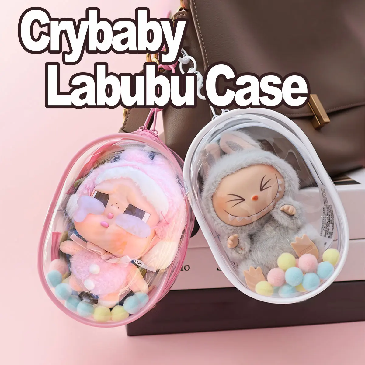 Crybaby Labubu Display Bag Fit For Labubu v1 Labubu v2 Hight Transparent PVC Labubu Bag Outdoor Dustproof and Waterproof Labubu Protective Case Labubu bag accessory for LBB v1 v2