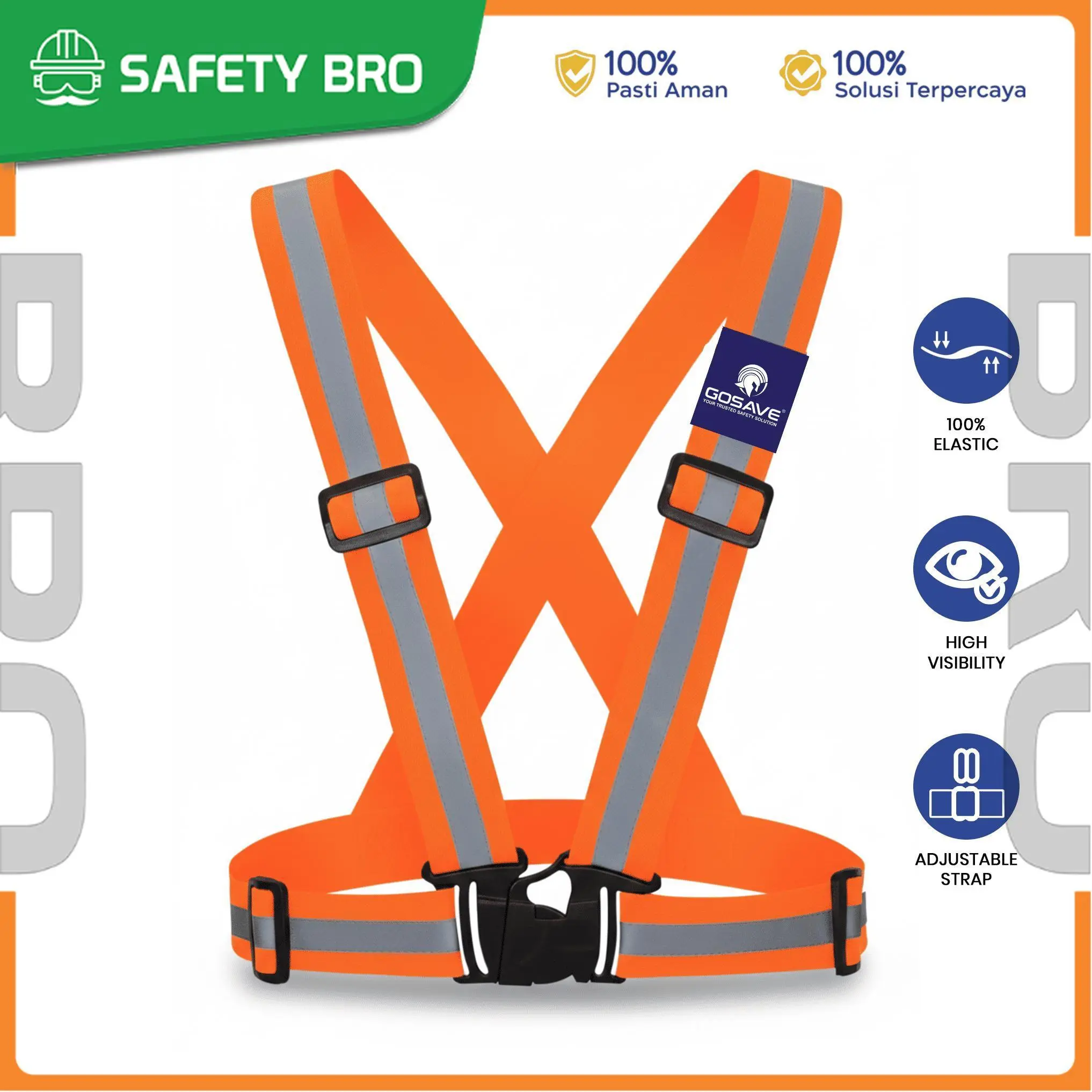 GOSAVE Rompi Safety Karet Elastis Safety Vest Elastic High Visibility Scotlight Untuk Kerja Lapangan