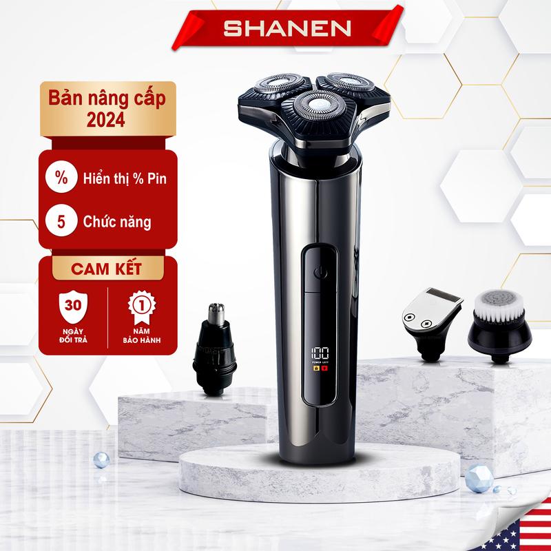 Máy cạo râu đa năng 3 lưỡi kép SHANEN, Tỉa lông mũi, Massage mặt, Tông đơ cạo lông, Bảo hành 12 tháng
