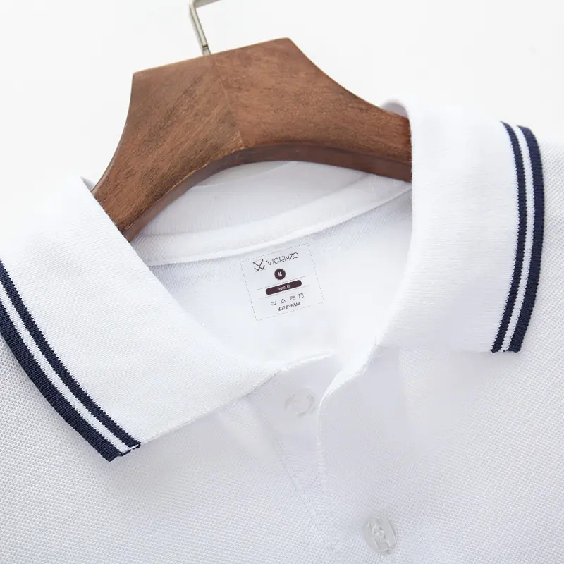 Áo Thun Polo Nam Có Cổ Cao Cấp, Áo Polo Nam Ngắn Tay Trơn Thương Hiệu Vicenzo Trắng Đen Nhiều Màu Chất Liệu Cao Cấp Menswear Shirt 1