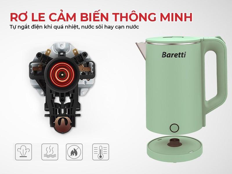 Ấm siêu tốc Inox Baretti dung tích 1.7l - Hàng chính hãng bảo hành 12 tháng trên toàn quốc cốc 9999999999999999999k 4